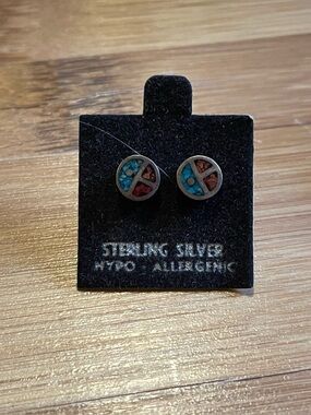 Small Sterling Silver Turquoise earrings Vintage